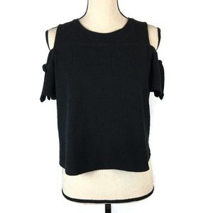 Madewell Skylar Cold Shoulder Blouse Black Bow Womens Small